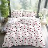 3 Pieces Bedding Set With Zipper Closure Red Heart Duvet Cover Queen Love Heart Pattern White Comforter Covers Set Cute Print