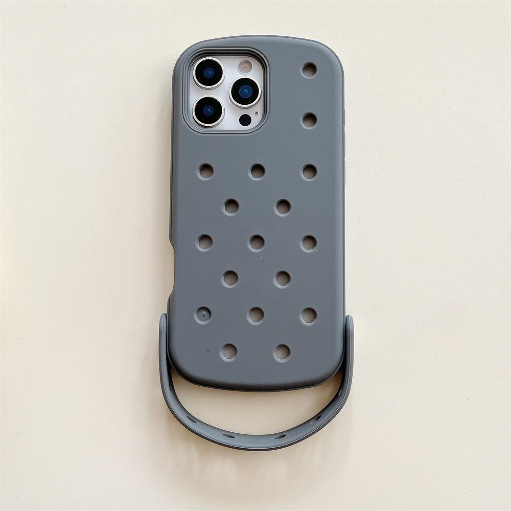 Для Crocs Подвески DIY Держатель для браслета Чехол для телефона Для iPhone 17 16 15 14 Pro Max Air 13 Однотонный Мягкий Силиконовый Задний Чехол