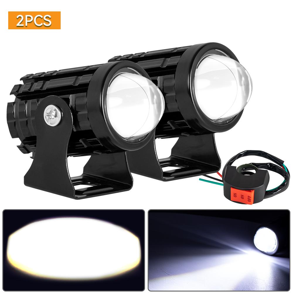 2 шт. светодиодные прожекторы для мотоцикла, универсальные мотопрожекторы, светодиодные фары для мотоцикла, вспомогательные 12 В, автомобильные лампы