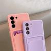 Candy Color Card Holder Soft Shockproof Phone Case Cover For Samsung Galaxy S25 Ultra S24 FE S23 Plus S22 S21 A56 A36 A16 A15 A55 A35 A54 A34 5G