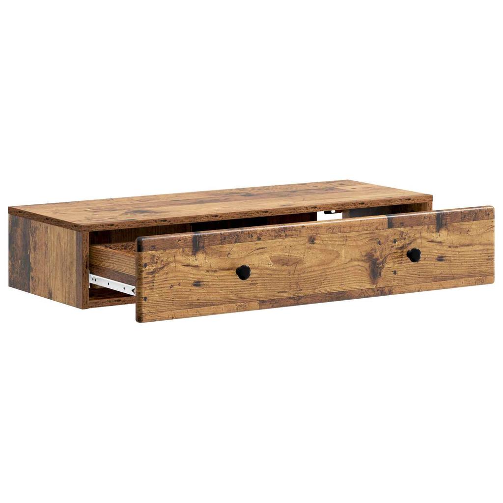 Wall Mounted Side Table Reclaimed Wood Look 87.5 x 34.5 x 17 cm