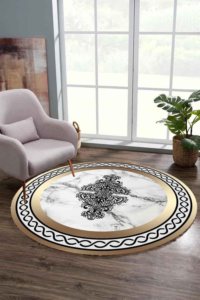 YTRHOME Home Modern Y-T1261 Нескользящее точечное основание с цифровой печатью, круглый ковер для гостиной, кухни, прихожей и напольный коврик