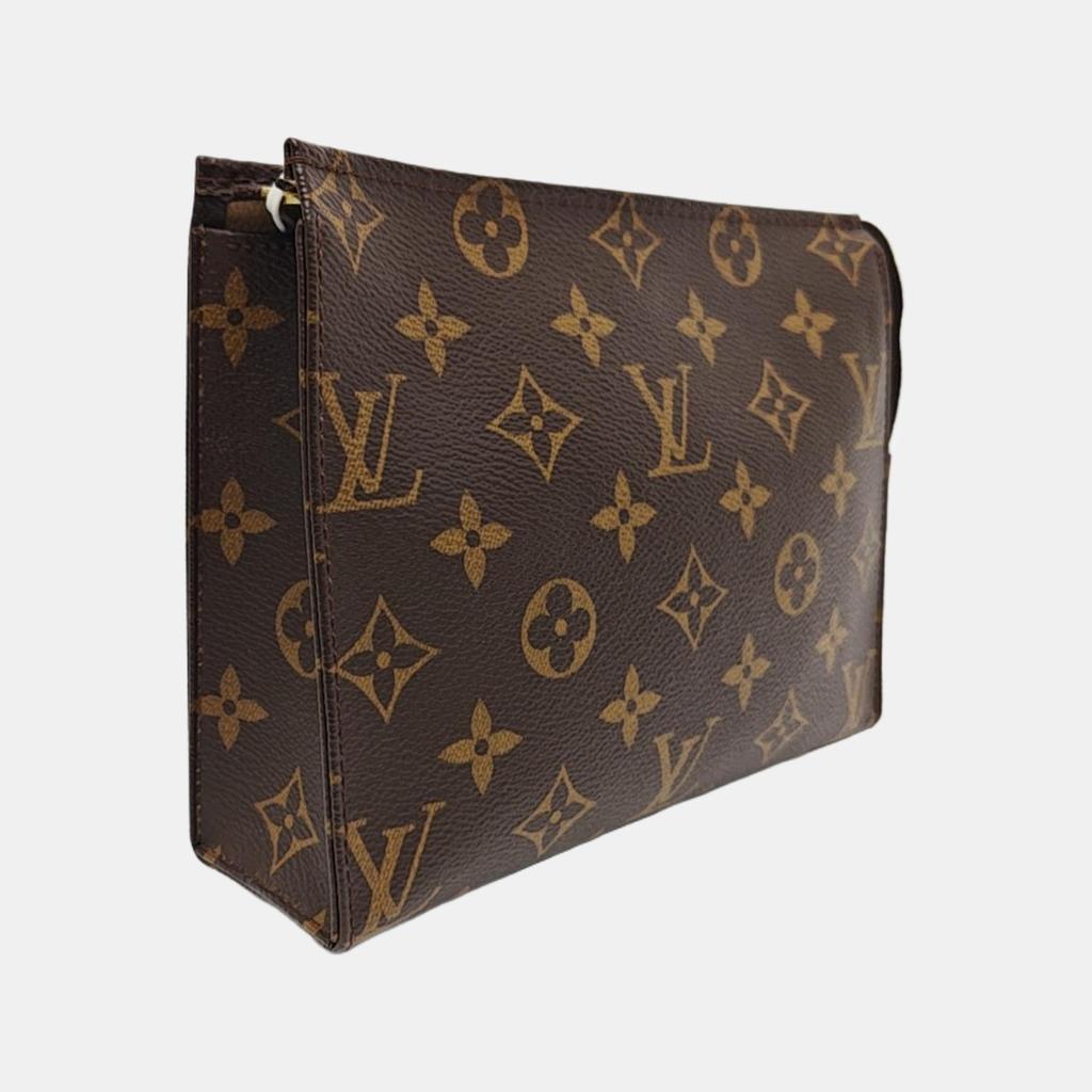 [Б/У] Poche Toilette 19 Классическая Monogram Универсальная Портативная Холщовая Сумка-косметичка Клатч - Отличное состояние #13GOOMO