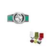 Gucci Кольцо Серия Double G Соединяющиеся Double G Серебряные украшения Блестящее Серебро 925 Пробы Сапфирово-зеленый/Серебряный 11