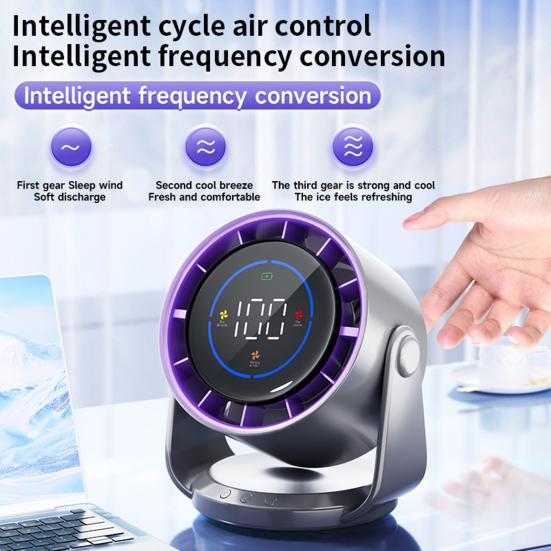 Air Cooling Fan Digital Display Strong Airflow 100 Speeds Adjustable Rechargeable Ultra Quiet Wall-Mounted Desk Fan