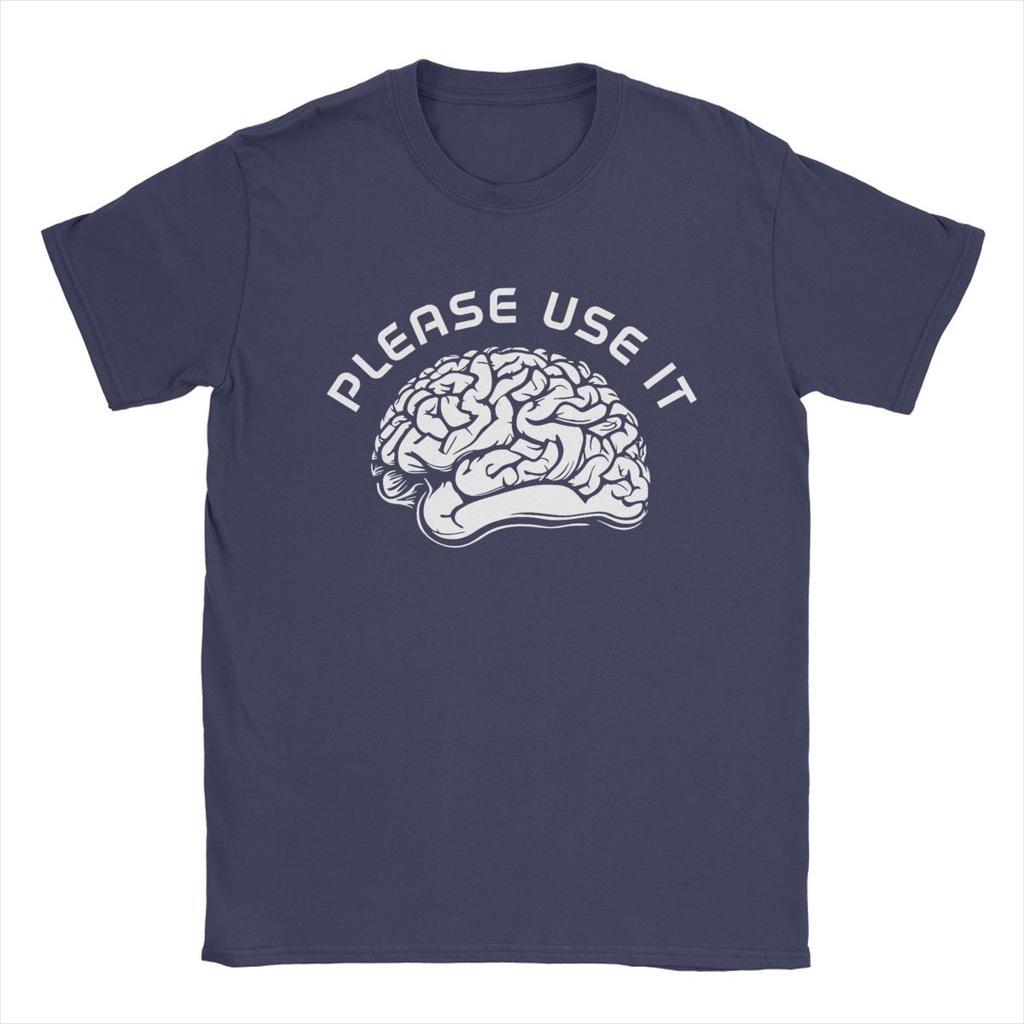 Men T-Shirt Please Use It Your Brain Fashion Cotton Tees Short Sleeve T Shirt Crewneck Clothes Plus Size