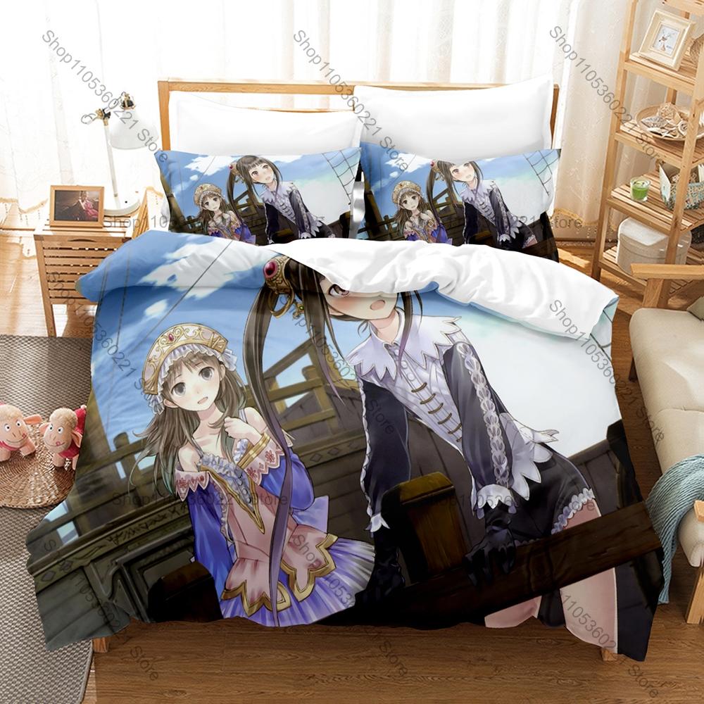Atelier Totori The Adventurer of Arland Duvet Cover + 2 Pillowcases Alchemist Game Polyester Gamer Bedroom Decor