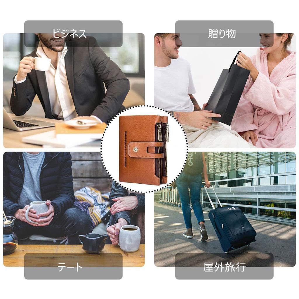 Gofelt Genuine Coin 2 Holds 18 Large Made In Round Business Gift Wallet, Men's, Women's, Cowhide, Bifold, Leather, Purse, Pockets, Cards, Capacity,