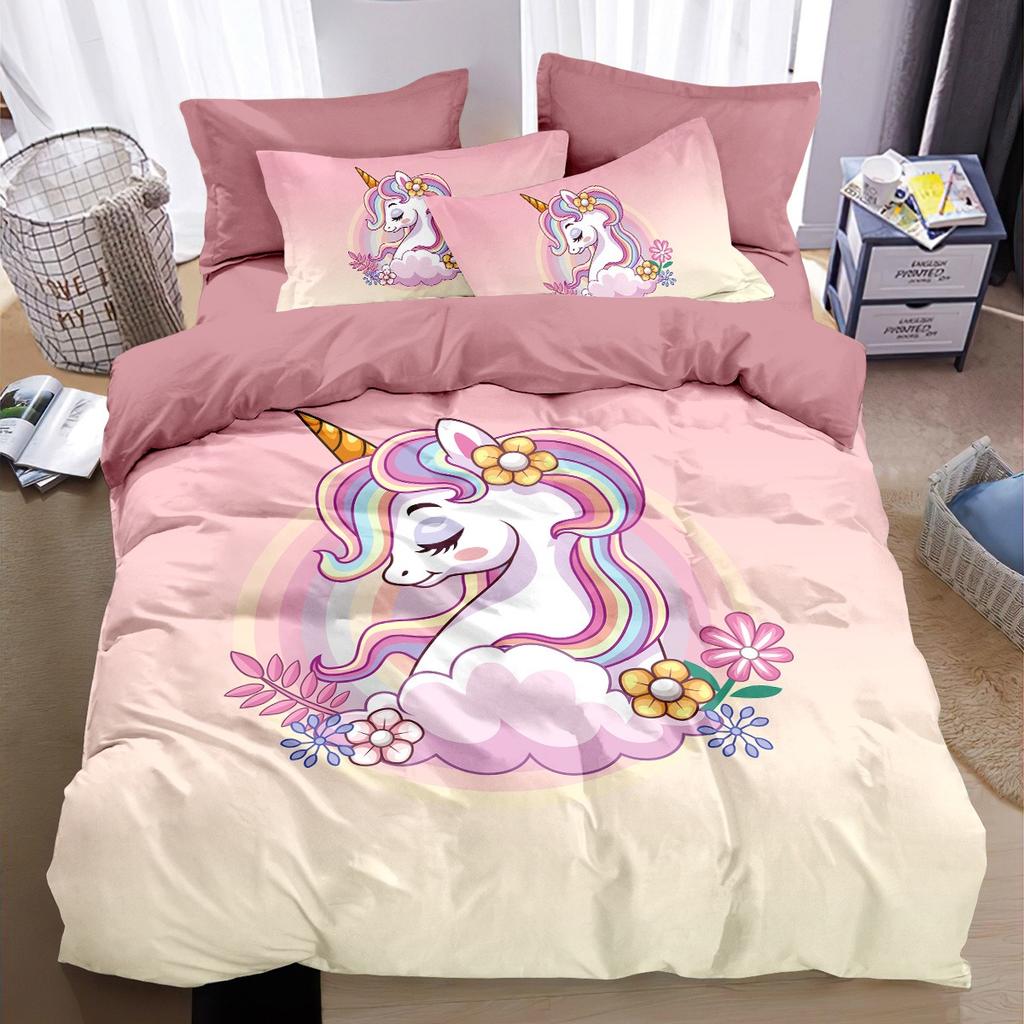 Комплекты постельного белья с единорогами для детей, девочек, мальчиков, любящих единорогов, пудровое пододеяльник, односпальный, двуспальный, розовые одеяла, красочный пододеяльник с пони