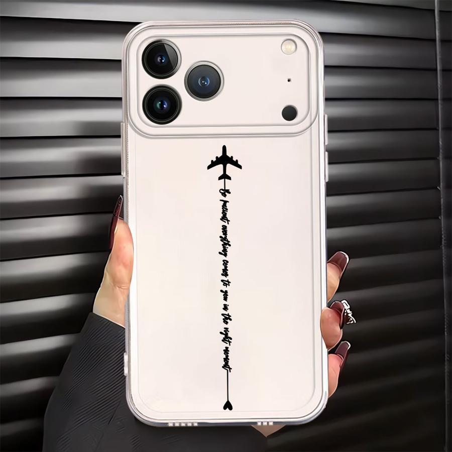 Линии Самолета с Сердечком Чехол для iPhone 17 Pro Max Air 7 8 16 12 Mini XS Max 15 11 13 Pro XR 14 Plus Мягкий Чехол для Телефона