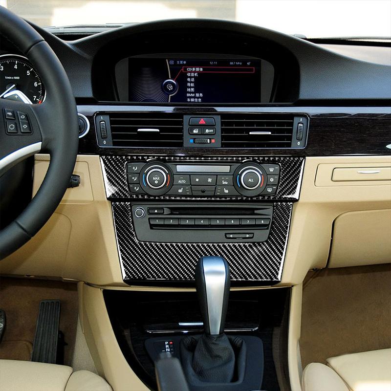 Для BMW E90 E92 E93 3 серии 2005-2012 2 шт. аксессуары для интерьера из настоящего углеродного волокна, центральная консоль автомобиля, CD, крышка панели переменного тока
