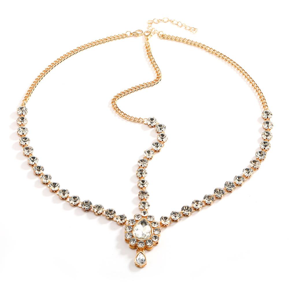 Модные аксессуары для волос, персонализированная этническая цепочка для волос с бриллиантами и ветром и водой, универсальная цепочка для лба с бриллиантами и темпераментом для женщин