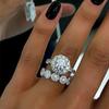 Huitan 2Pcs Fashion Set Rings for Women Luxury Inlay Brilliant Cubic Zirconia Wedding Engagement Party Female Rings Jewelry
