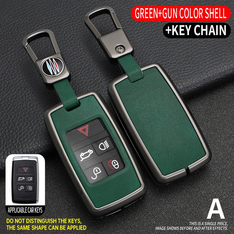 Leather Alloy Car Key Case Cover Protect Shell for Land Rover Range Rover Discovery 5 Sport for JAGUAR XE XF XJ F PACE Keychain