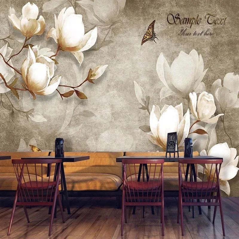 3d фотообои винтажные цветы фрески гостиная спальня домашний декор обои