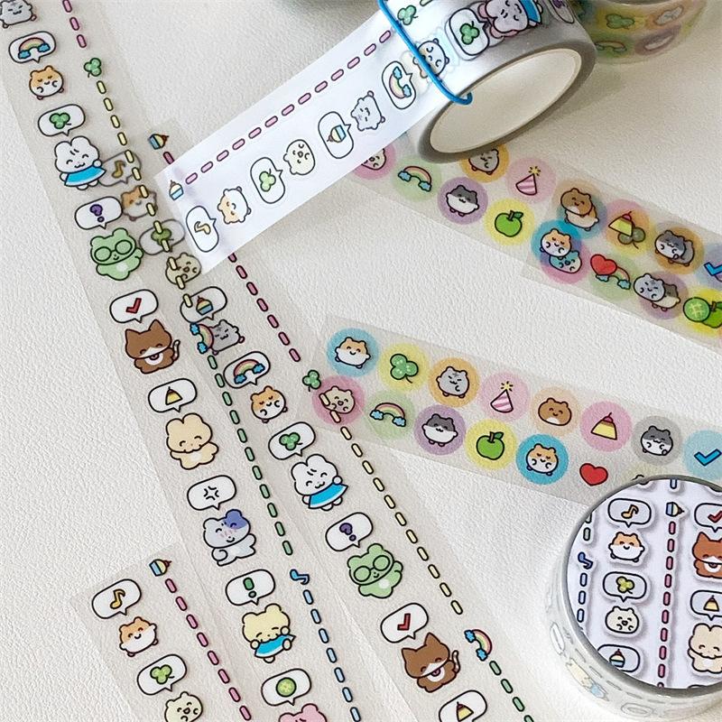 MINKYS Kawaii 3M DIY Hand Tent Tape Sticker Cartoon Animal Symbols Kpop Decorative Stickers Cute Cartoon School Stationery
