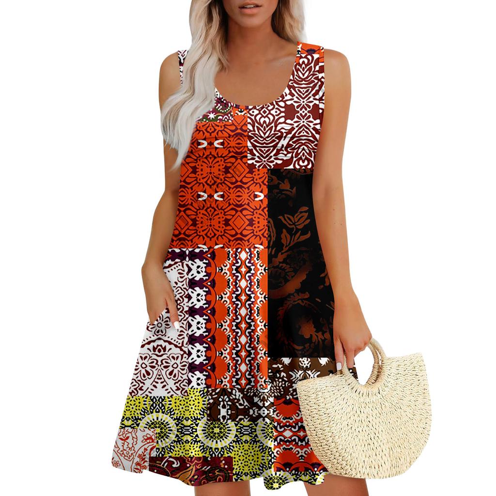 Womens Summer Dresses Loose Sleeveless Sundresses Dress With Pockets