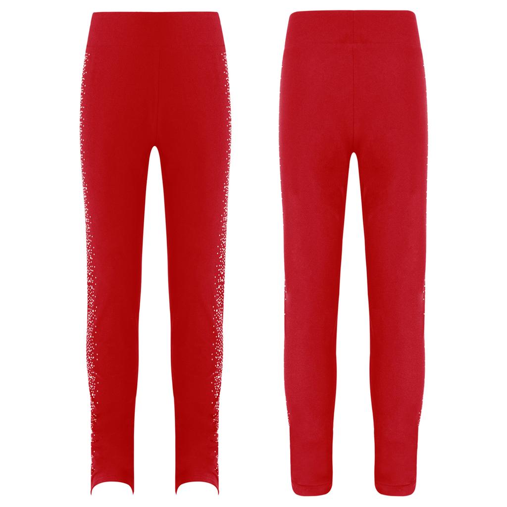 Штаны для фигурного катания, тренировочная одежда для девочек, детские леггинсы для катания на коньках с блестящими стразами