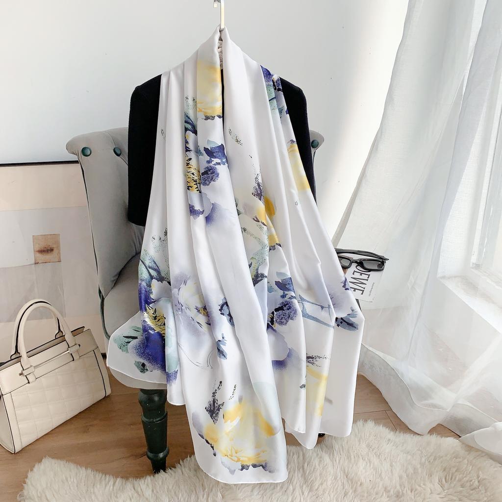 Шарф из шелка средней длины с рисунком «Горная река», высококачественная универсальная шаль для повседневной носки