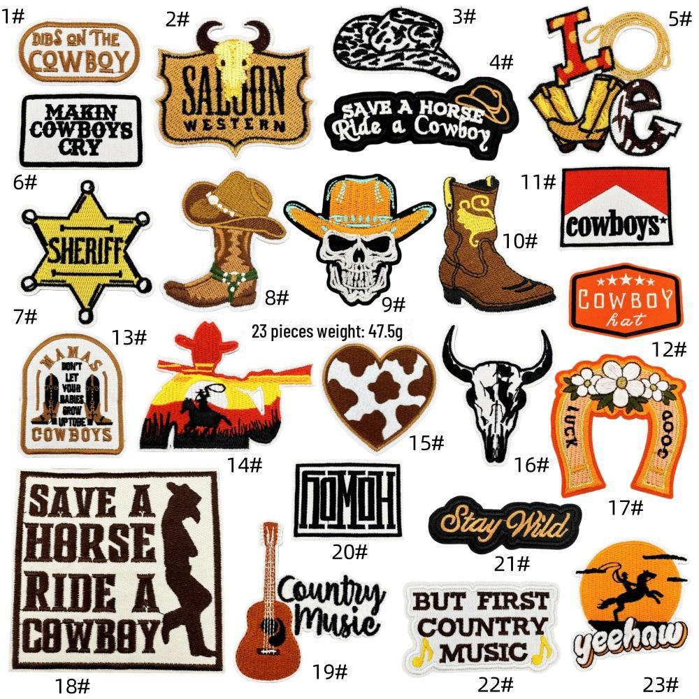 Нашивки для вышивки на джинсовой ткани с изображением мультяшного мальчика в стиле вестерн для курток и декора одежды