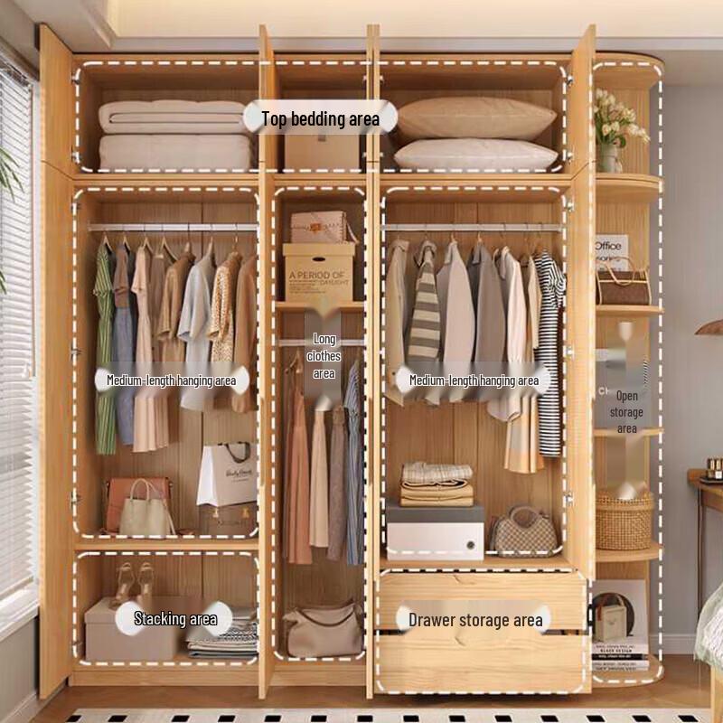 Mei Walnut Multi-Door Combination Wardrobe
