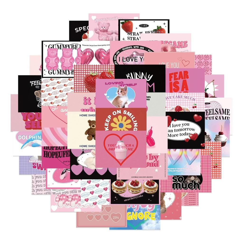 50 листов Ретро Американский стикер для скрапбукинга черный, розовый цвет Y2K наклейка с рисунком животных в журнале DIY Декор наклейка для гитары и багажа