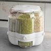 Вращающийся контейнер для хранения зерна большой вместимости, 6 секций, влагонепроницаемый, прозрачный контейнер для риса, дозатор для крупы, ведро