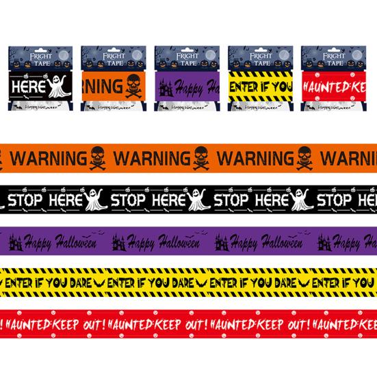 Halloween Warning Tape Plastic Skull Keep Out Danger Ribbon Warning Line Spooky Party Prop for Door Window Wall Tree Gate Yard Lawn