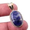 Natural Sodalite Gemstone 925 Solid Sterling Silver Two Tone Pendant 1.25" I7f36