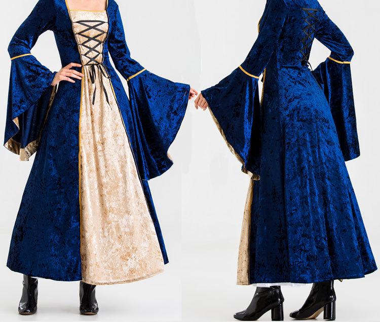 2019 European Retro Court Long Dress – Luxury Halloween Queen Costume Role Play Princess Outfit