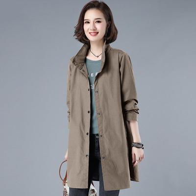 Куртка женская средней длины однотонная повседневная ветровка модная очень большого размера весенне-осенняя тонкая с темпераментом топ