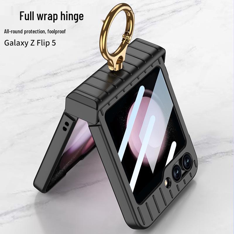 Чехол-чемоданчик для Samsung Z Flip 5: Ультратонкое, Кольцо-шарнир для пальца, Складной Защитный чехол-книжка, Совместим с Flip 6