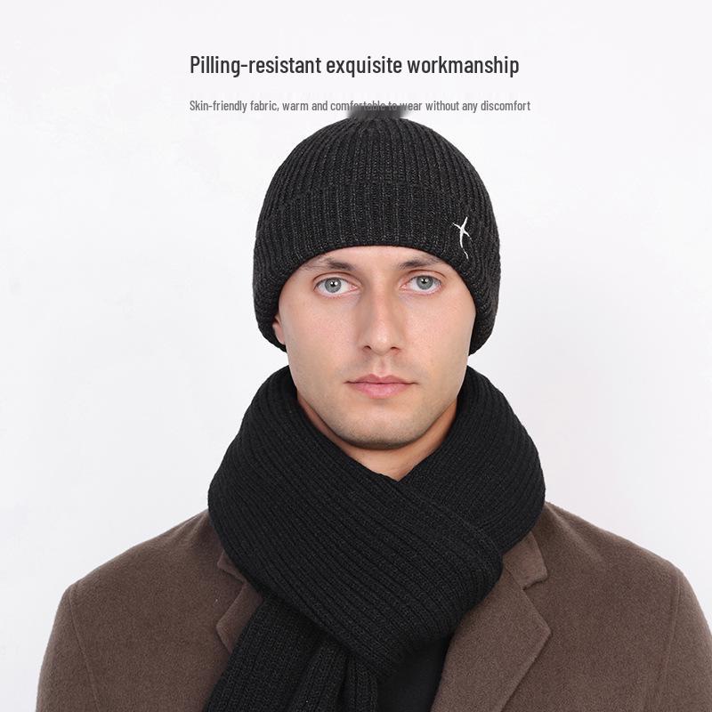 Мужская шерстяная шапка-бини для больших голов - Толстая, теплая, дышащая, влагоотводящая, идеально подходит для осени и зимы