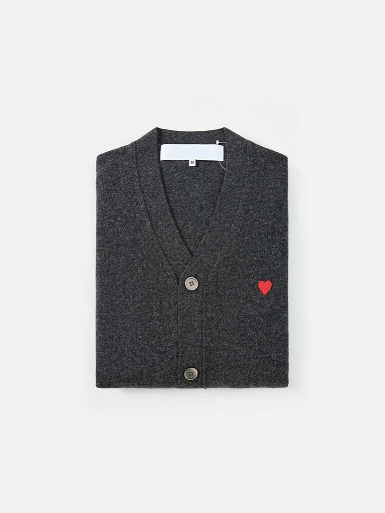 Unisex V-Neck Heart Kawakubo Wool Cardigan Sweater