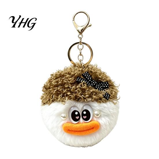 Men Women Decorative Pendant Cartoon Curly Hair Head Keychain, Plush Keychain with Metal Clasp, Aesthetic Backpack Charms Backpacks Handbags Keys for