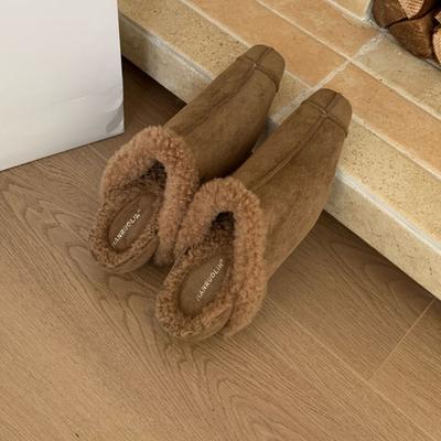 2025 ретро бархатные теплые одинарные туфли женские осень и зима новая мода корейская версия черные универсальные и тонкие пушистые туфли хлопок