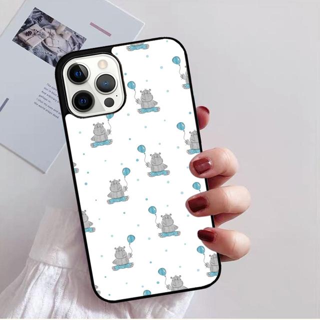 Чехол на заднюю панель телефона с рисунком из мультяшных бегемотов для iPhone 17 Air 16 15 14 13 11 12 Pro Max Plus Shell Coque