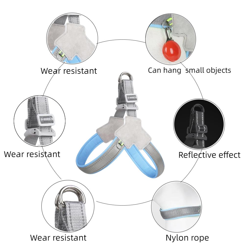 Светоотражающая шлейка для домашних собак для маленьких, средних и крупных собак, регулируемый нейлоновый нагрудный ремень для питомцев, шлейка-коллар без рывков, товары для бульдогов
