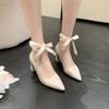 Fashion Temperament Block Heel Single Shoes Autumn New Pointed Toe Shallow Suede Bare Strappy Non-slip High Heels