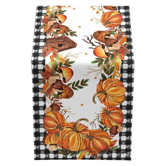 Дорожка для стола на День благодарения с принтом тыквы и подсолнуха, устойчивая к пятнам, многоразовая защита стола, украшение