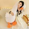 Cute dinosaur long throw pillow girl bed side sleeping cuddle pinch legs big white goose long neck animal plush toy