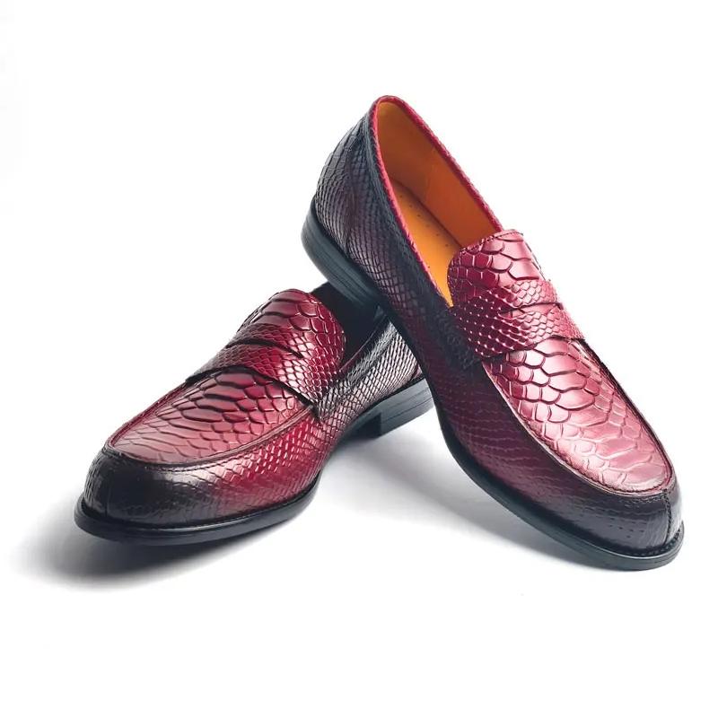 Fashion Popular Men Loafers Fashion Snake Pattern Leather Shoes Driving Footwear Handcraft Customized Comfortable Business Shoes Leather