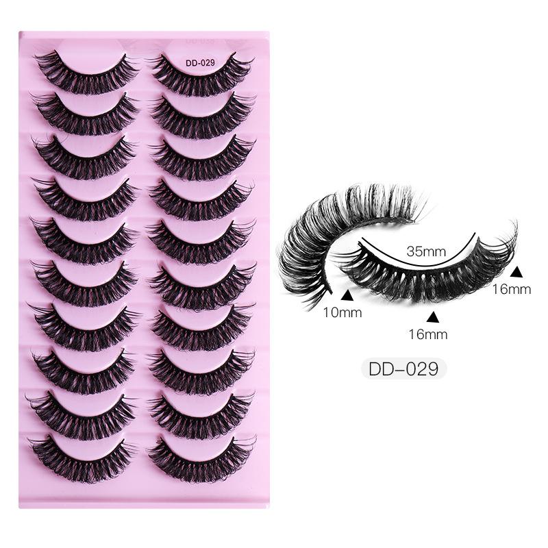 10 Pairs False Eyelashes Russian Strip Lashes Extension Faux Cils Naturel Eyelash Extension D Curl Strip Lashes Makeup Beauty Magnetic Eyelashes