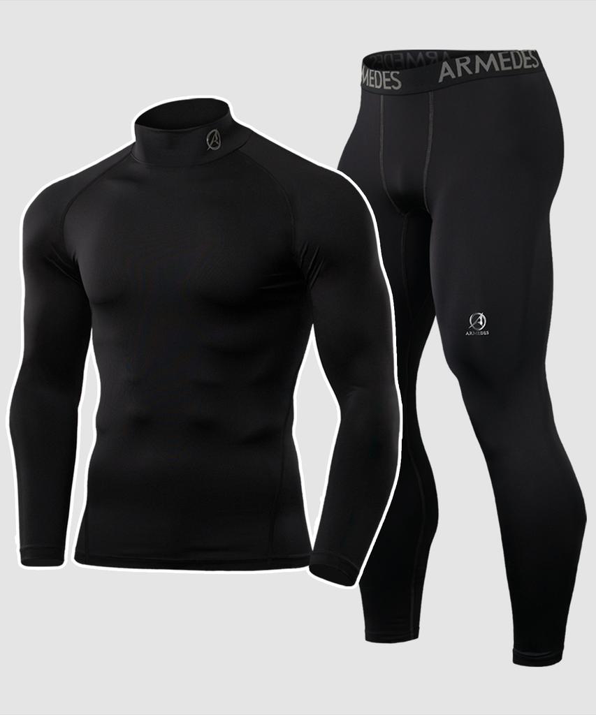 ARMEDES [Set] Men'S Underlayer Turtleneck Tracksuit Top & Bottom Set Ar-151+161 (3 Colors)