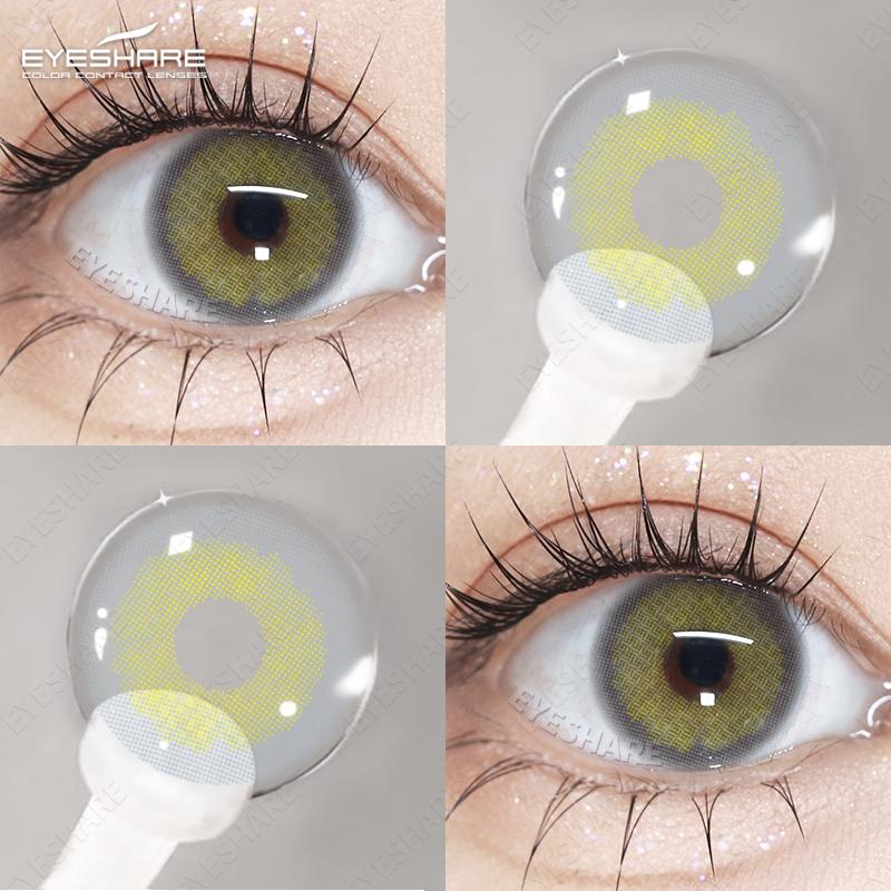 Eyeshare 1 Pair Green Contact Lenses for Eyes Beauty Pupils Lenses Eye 14.2mm Yearly Use Fashion Blue Colored Contacts Lenses Green