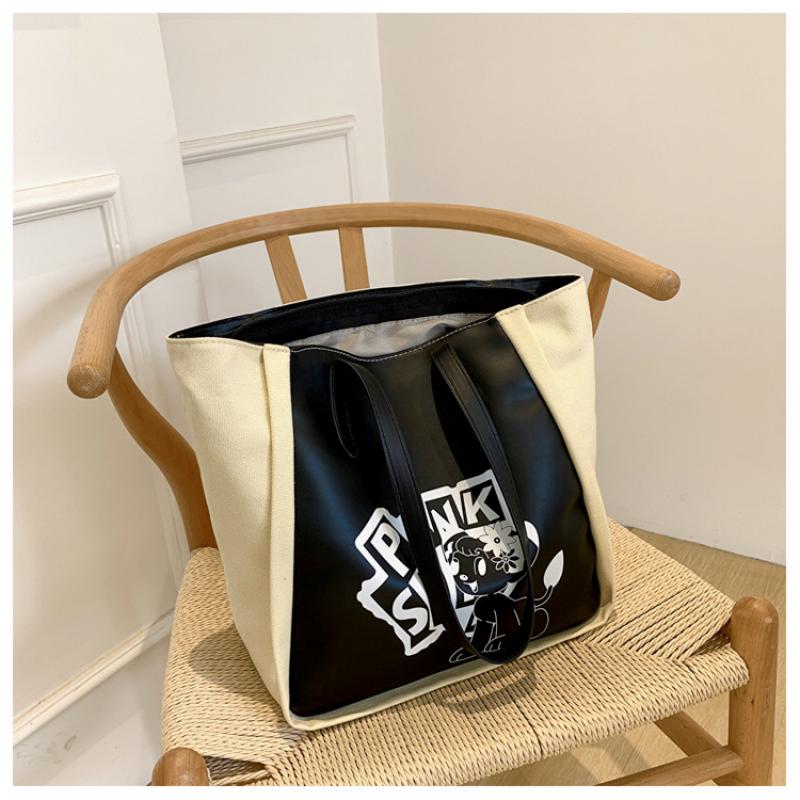 Холщовая сумка-тоут, женская сумка через плечо, большая вместительная студенческая сумка с героями мультфильмов