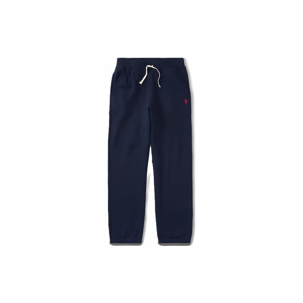 Вязаные спортивные брюки Polo Ralph Lauren с однотонным принтом логотипа и кулиской Детские брюки темно-синие CWPOPNTYBQ20022-400