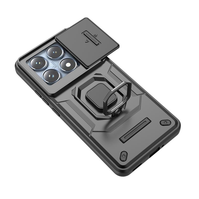 Armor Magnetic Ring Stand Funda для Xiaomi 14T Pro Mi 14T 5G Case Slide Camera Protection Cover для Mi14T 14TPro Capa