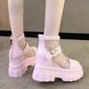 Fashion Mesh Breathable Summer Ankle Boots for Women Hollow Out Thick Bottom Cool Boots Woman Chunky Platform Punk Motorcycle Booties