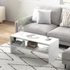 Modern Wooden Coffee Table with 2 Levels and Open Shelf, 100x40x41.5 cm, White